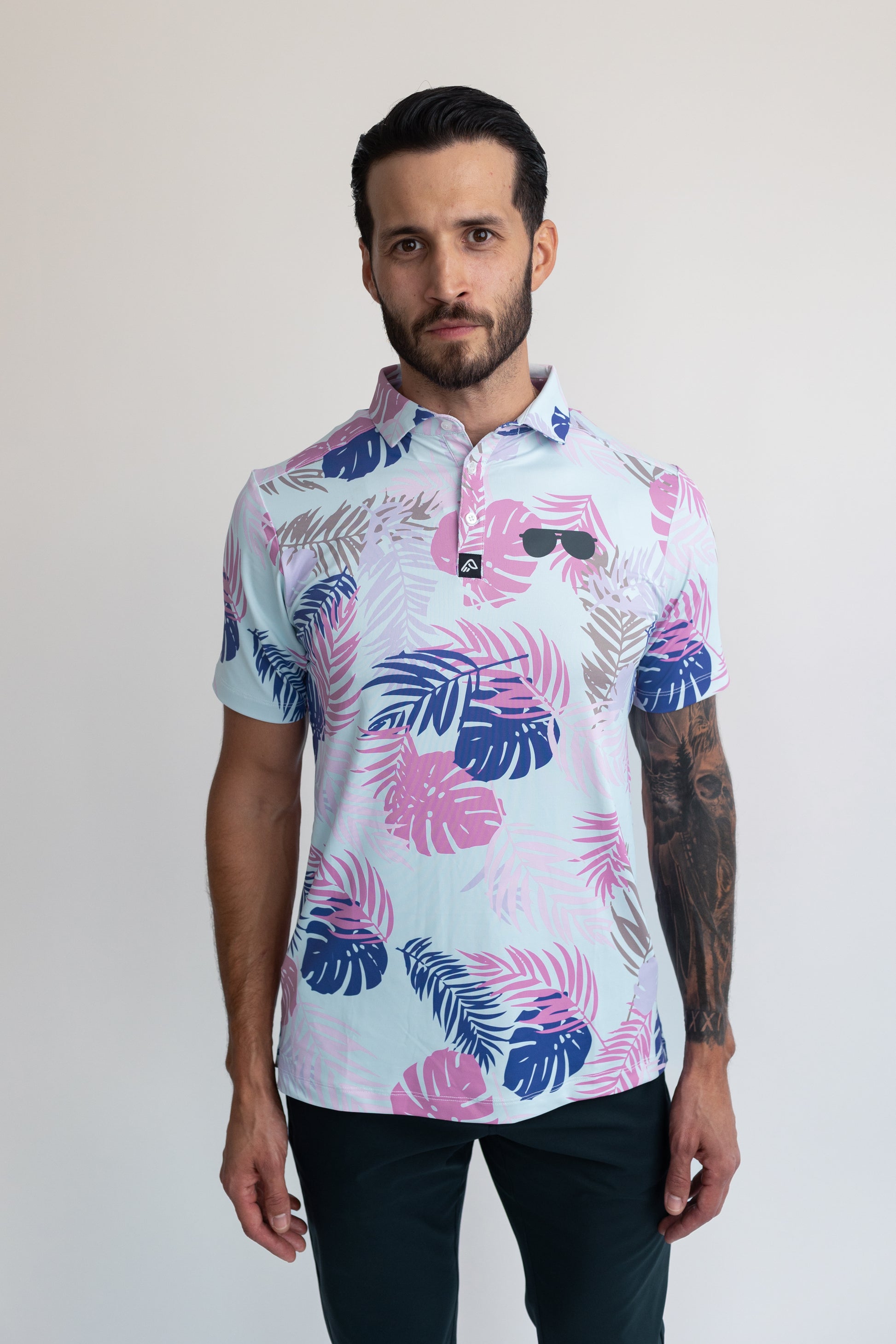 Easy Eagle Tropic Vibes Men's Polo Shirt, S Easy Eagle Tropic Vibes Men's Polo Shirt, S